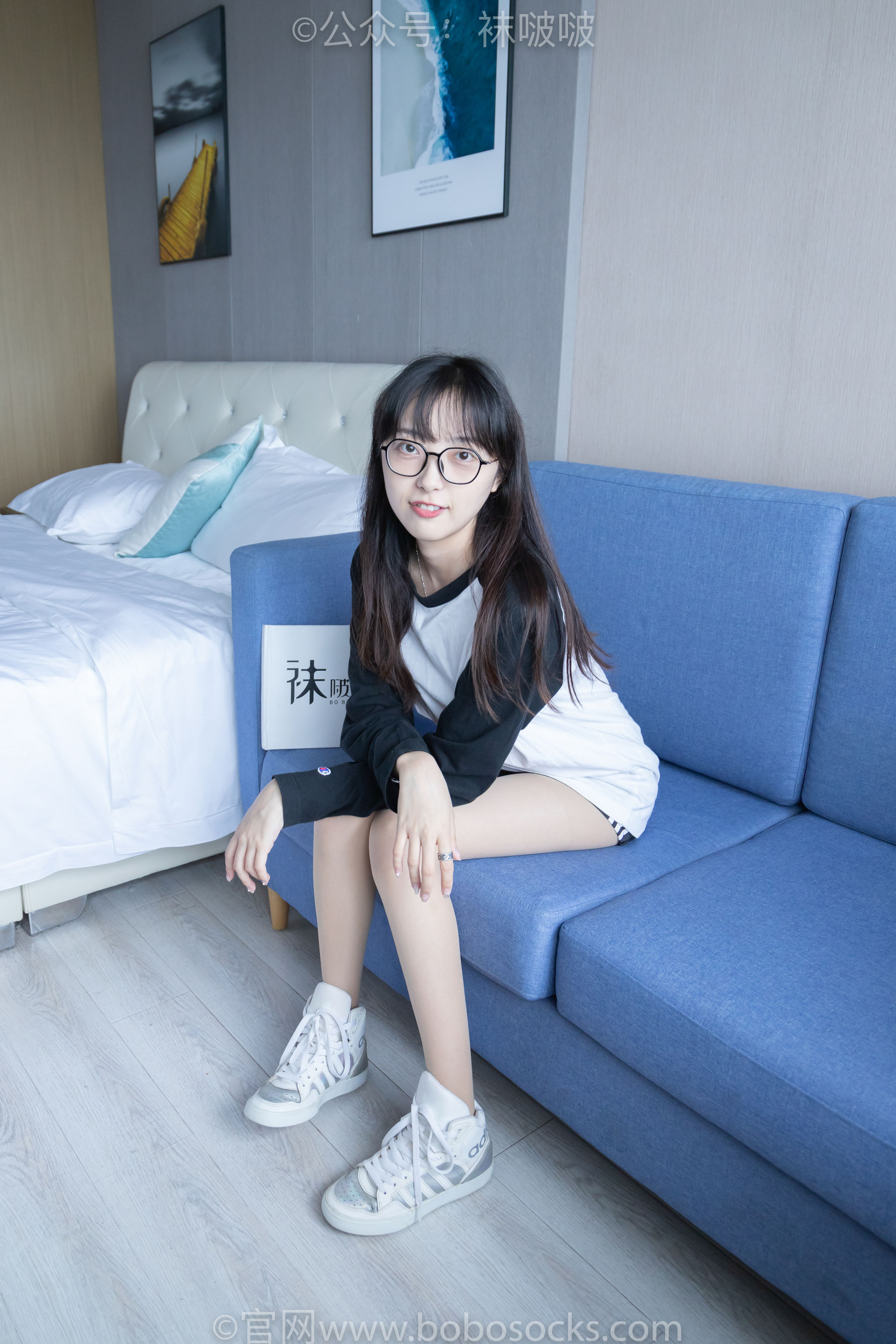 BoBoSocks袜啵啵 No.015 稚予-阿迪板鞋、白色短棉袜、肉丝_第2张