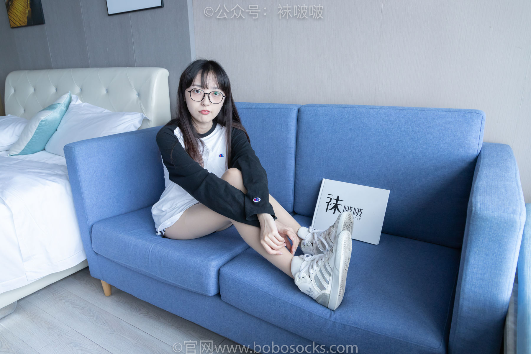 BoBoSocks袜啵啵 No.015 稚予-阿迪板鞋、白色短棉袜、肉丝_第5张