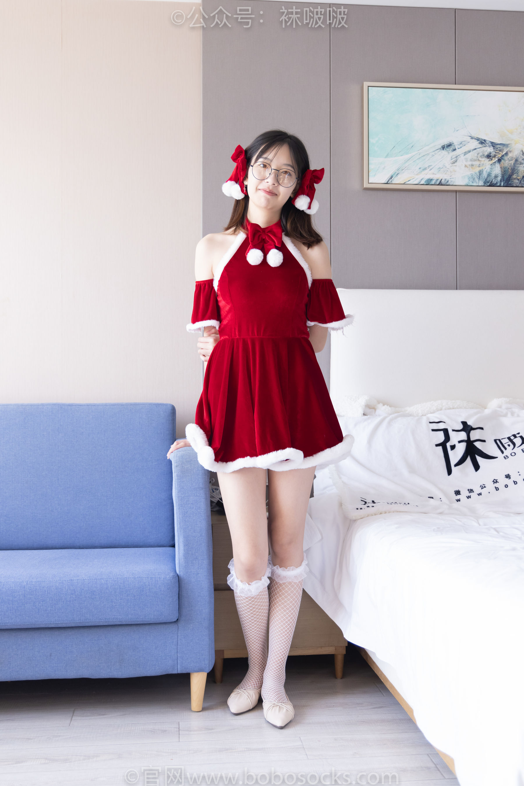 BoBoSocks袜啵啵 No.043 小甜豆-圣诞服、平底鞋、高跟鞋、白色渔网袜_第4张