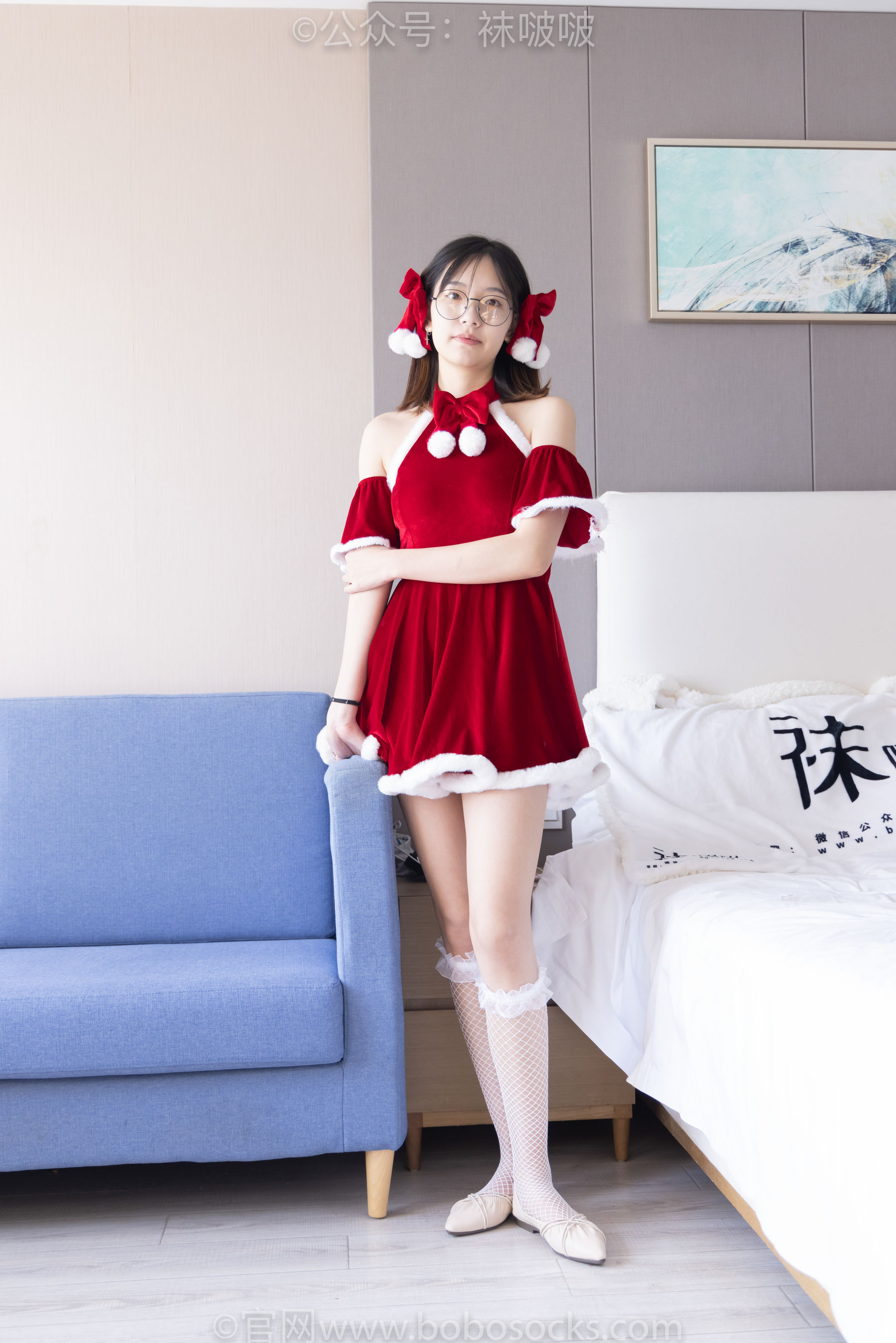 BoBoSocks袜啵啵 No.043 小甜豆-圣诞服、平底鞋、高跟鞋、白色渔网袜_第5张