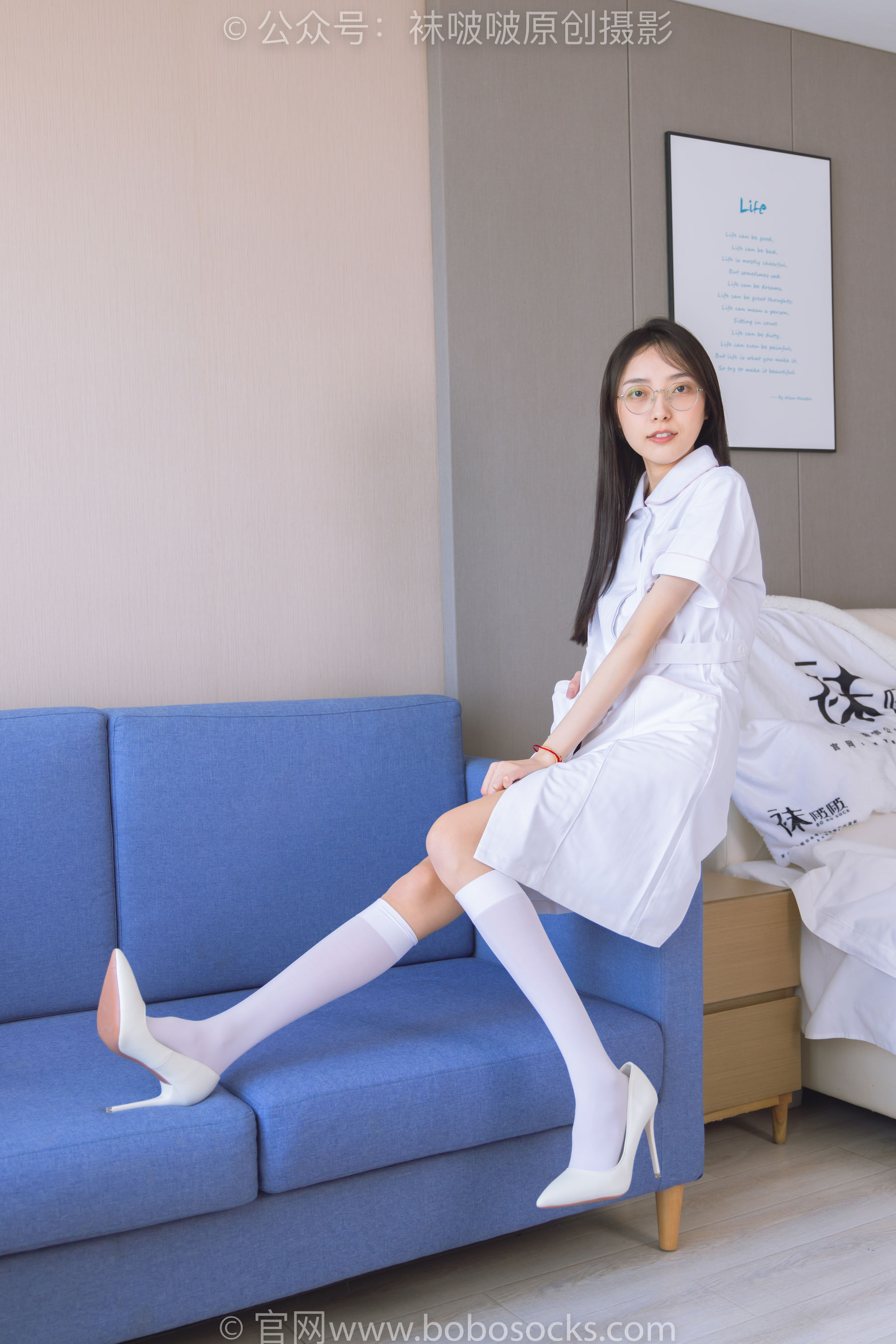 BoBoSocks袜啵啵 No.196 稚予-高跟鞋、白丝小腿袜、肉丝、护士装_第2张