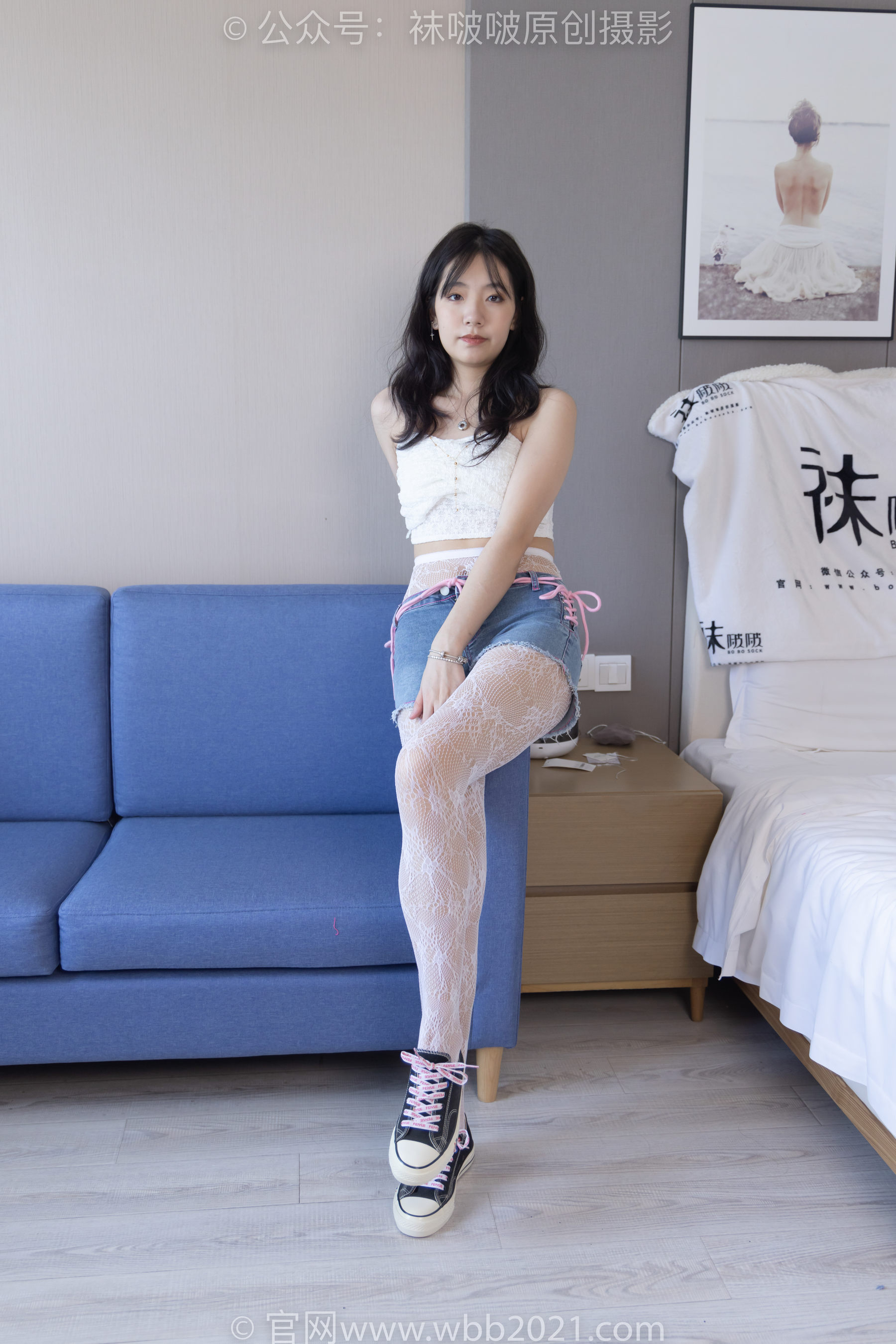 BoBoSocks袜啵啵 No.231 小甜豆-板鞋、白色蕾丝袜、可拆卸牛仔裤、裤里丝_第3张