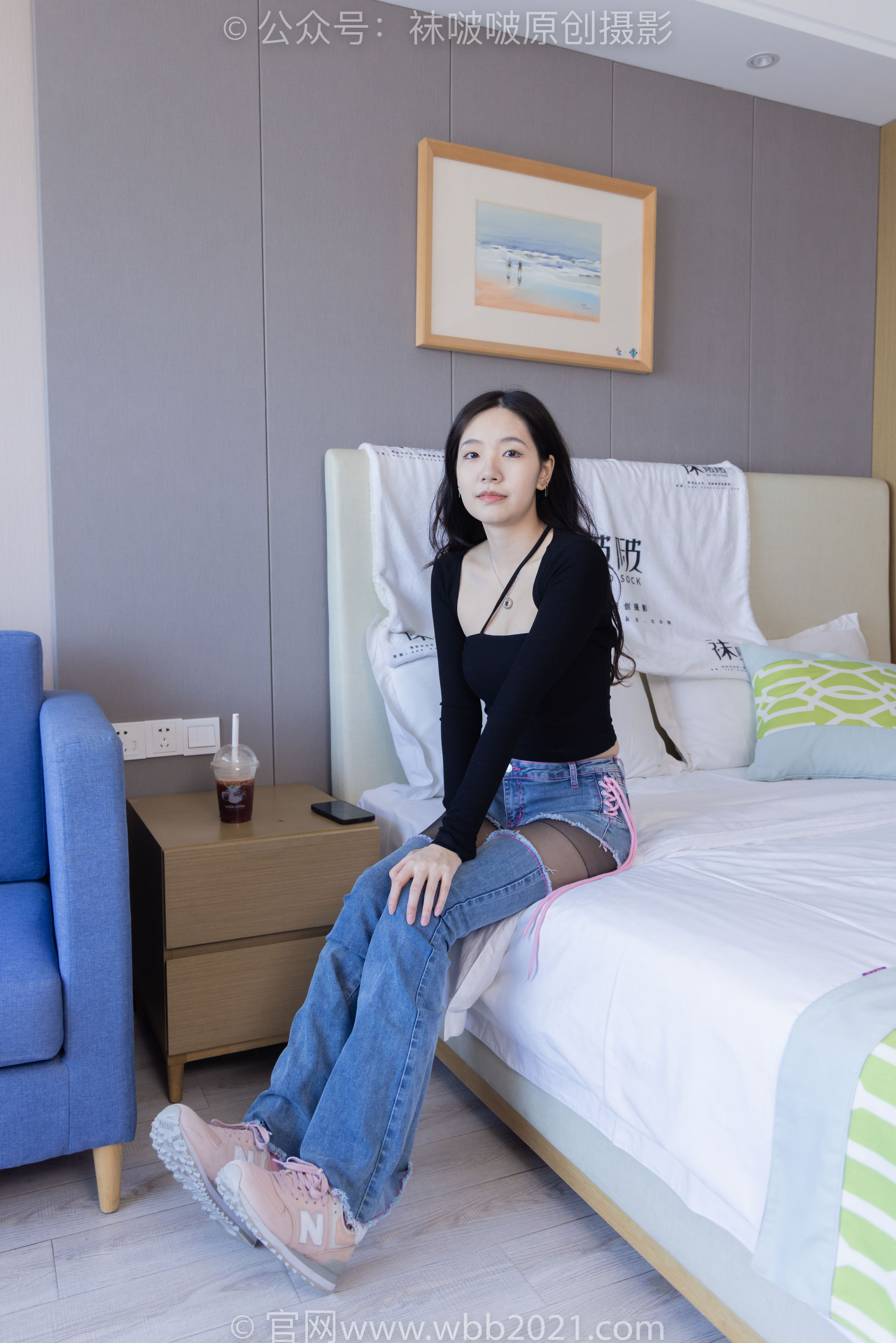 BoBoSocks袜啵啵 No.317 小甜豆 -运动鞋、可拆卸牛仔裤、粉色棉袜、黑丝、裤里丝_第2张