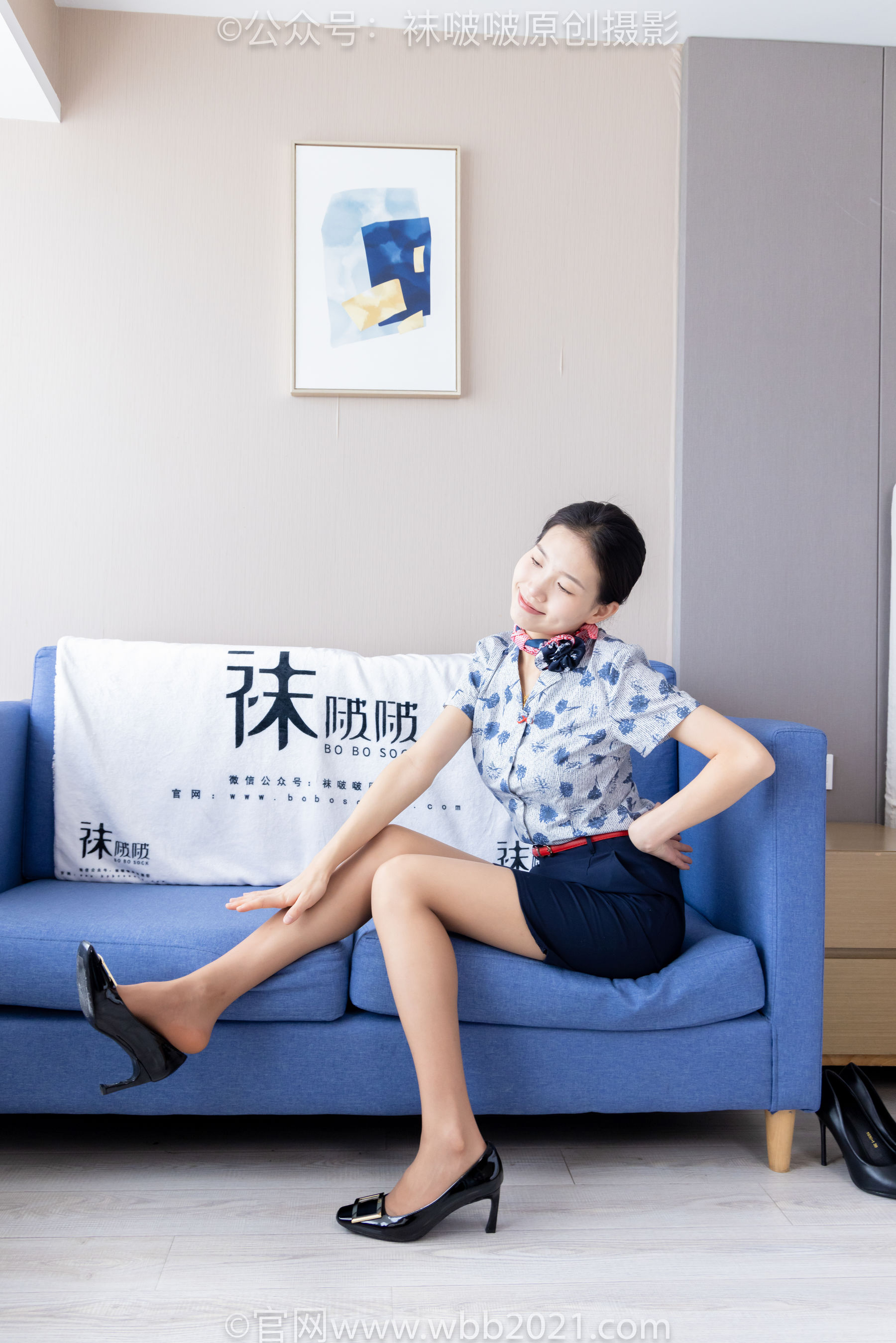 BoBoSocks袜啵啵 No.334 芝士 -东航制服、两双高跟鞋、薄肉丝、薄灰丝_第4张