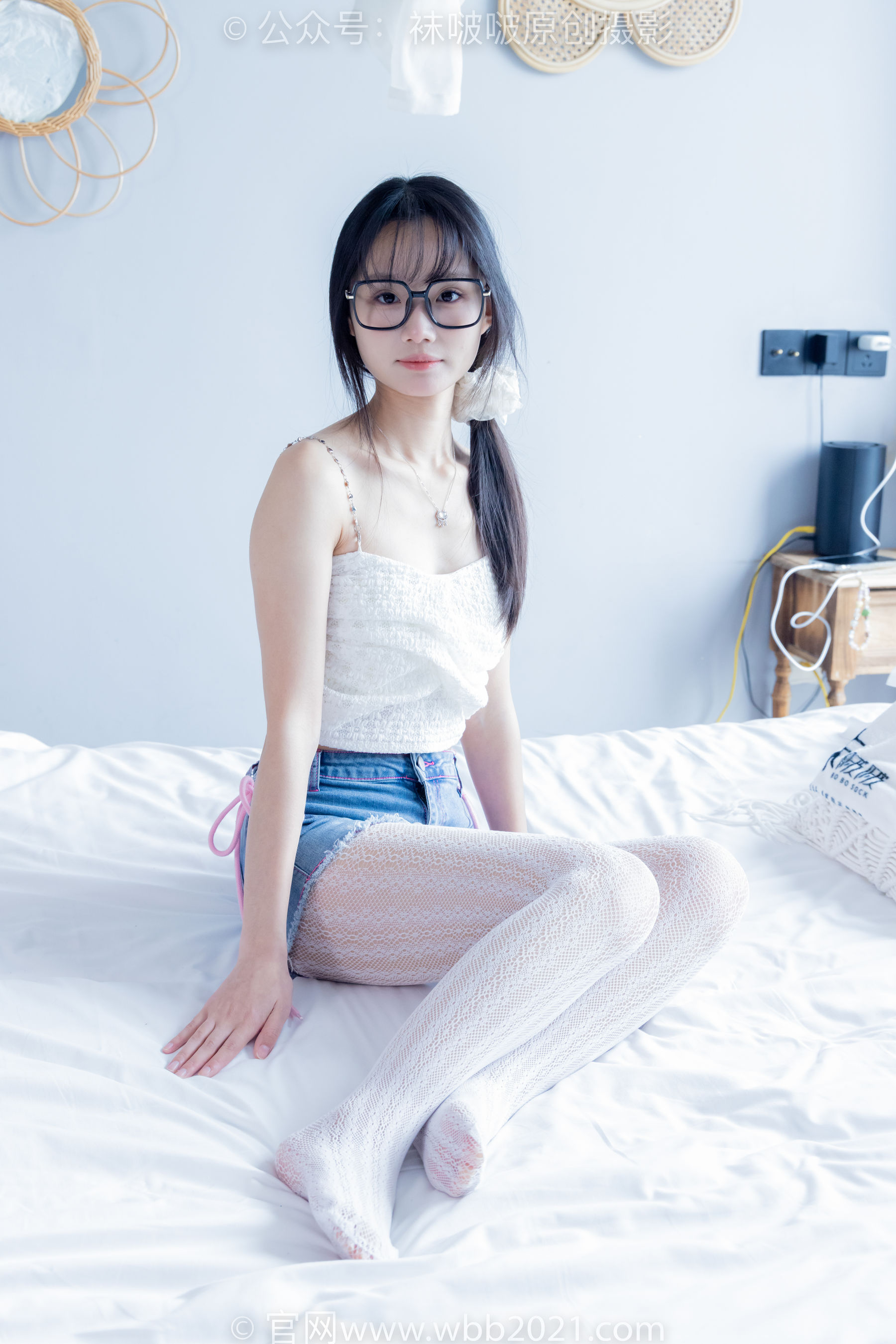 BoBoSocks袜啵啵 No.372 甜甜圈 -板鞋、白色蕾丝袜、可拆卸牛仔裤、裤里丝_第4张