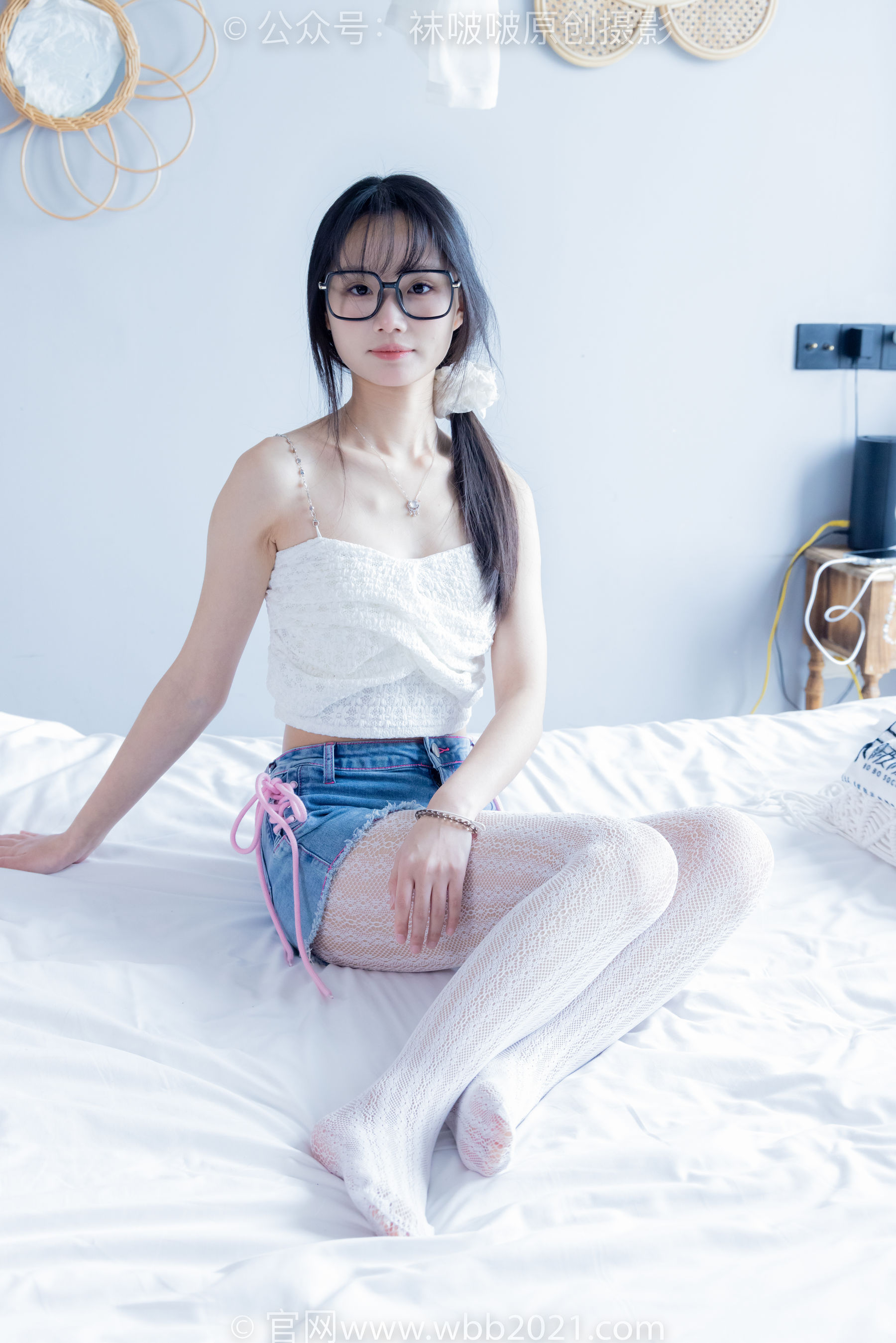 BoBoSocks袜啵啵 No.372 甜甜圈 -板鞋、白色蕾丝袜、可拆卸牛仔裤、裤里丝_第5张