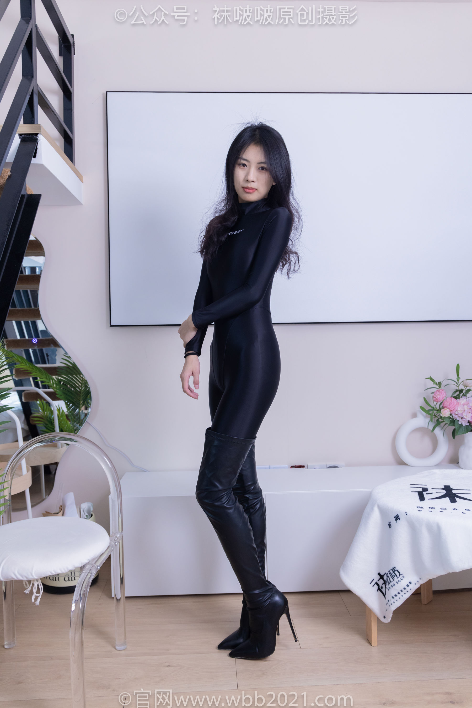 BoBoSocks袜啵啵 No.448 奶油 高跟长靴、肉丝、连体泳衣裤里丝_第1张