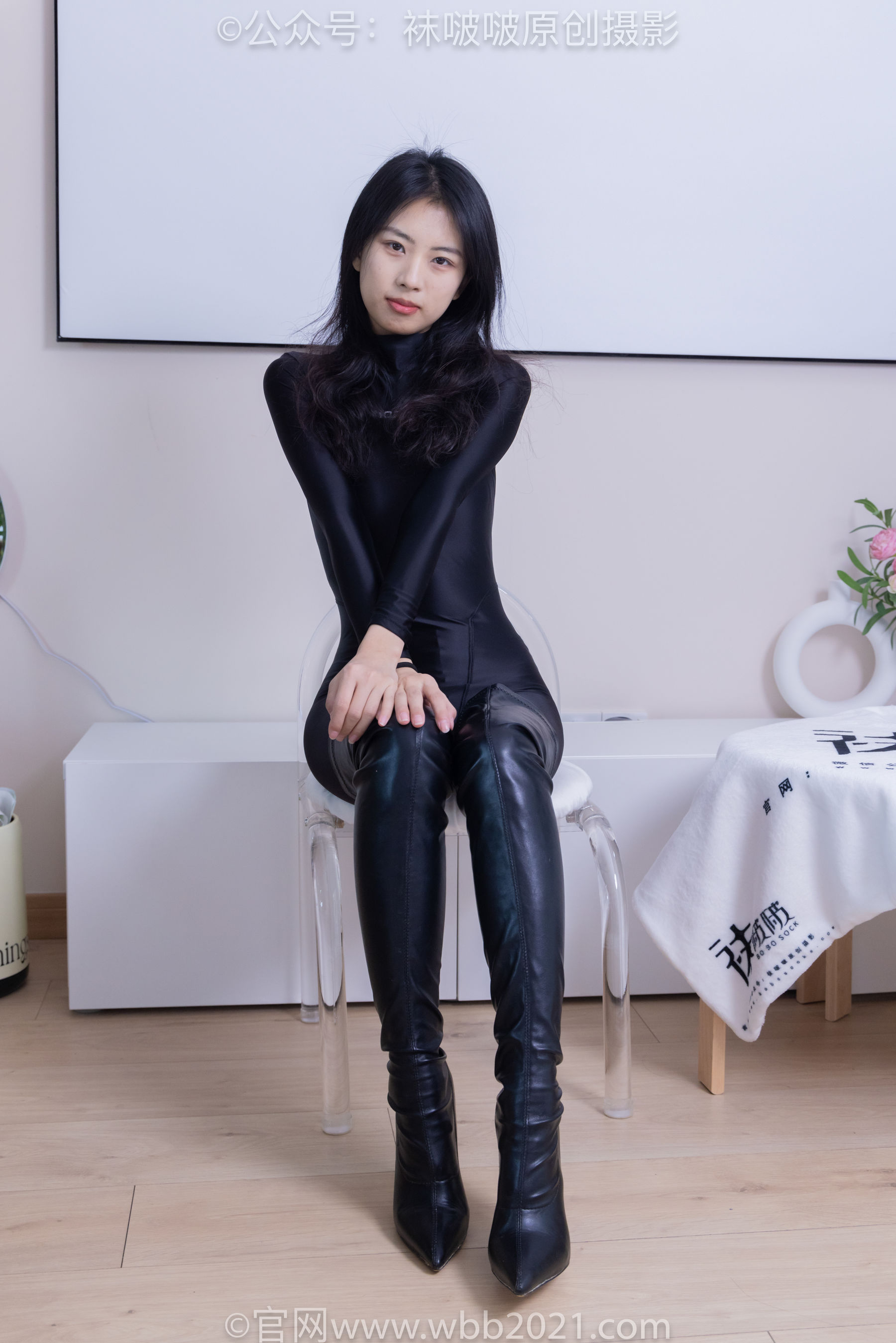 BoBoSocks袜啵啵 No.448 奶油 高跟长靴、肉丝、连体泳衣裤里丝_第2张