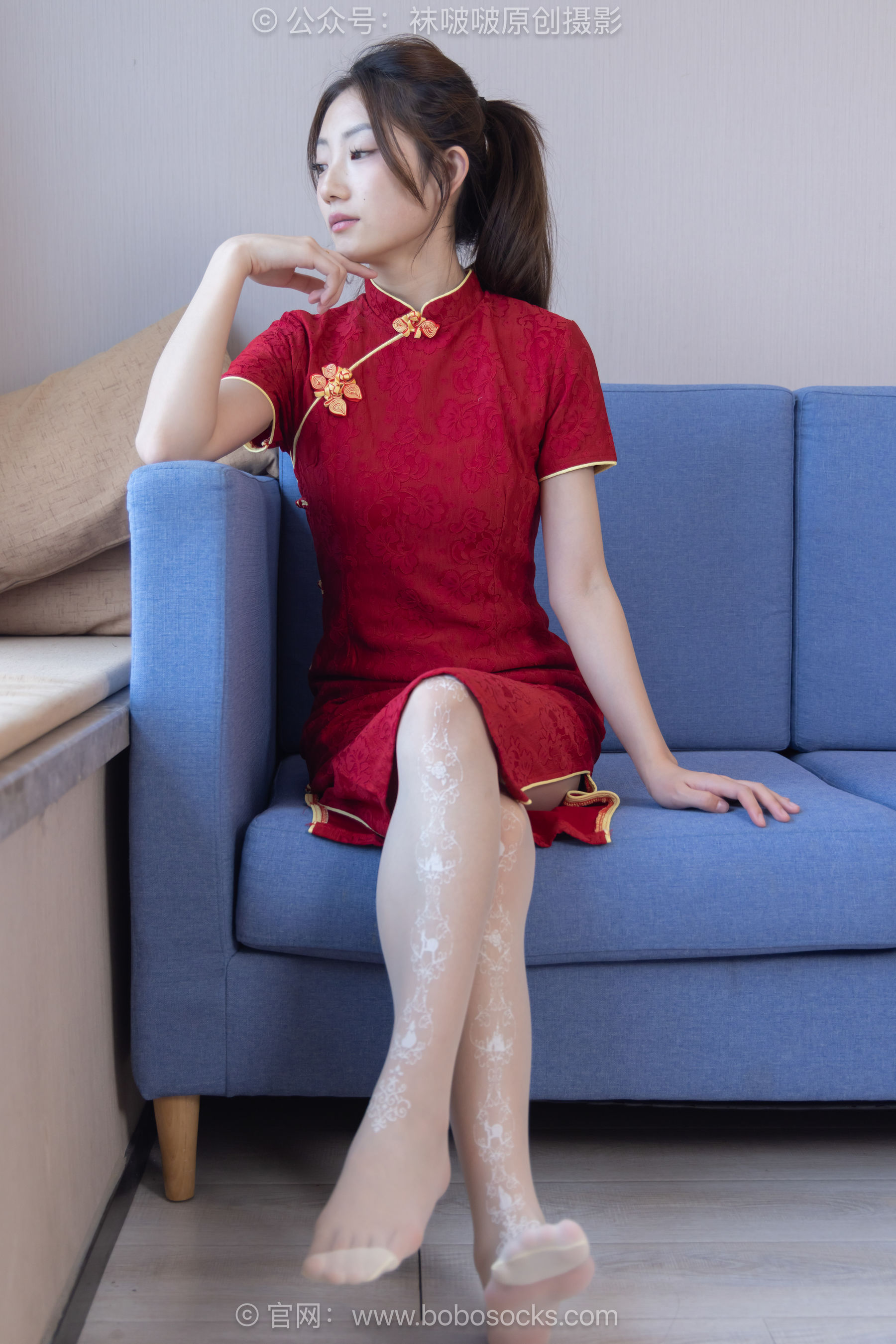 BoBoSocks袜啵啵 No.485 小沫 - 高跟鞋、高跟凉鞋、红丝、花纹白丝、短肉丝、新年旗袍_第3张