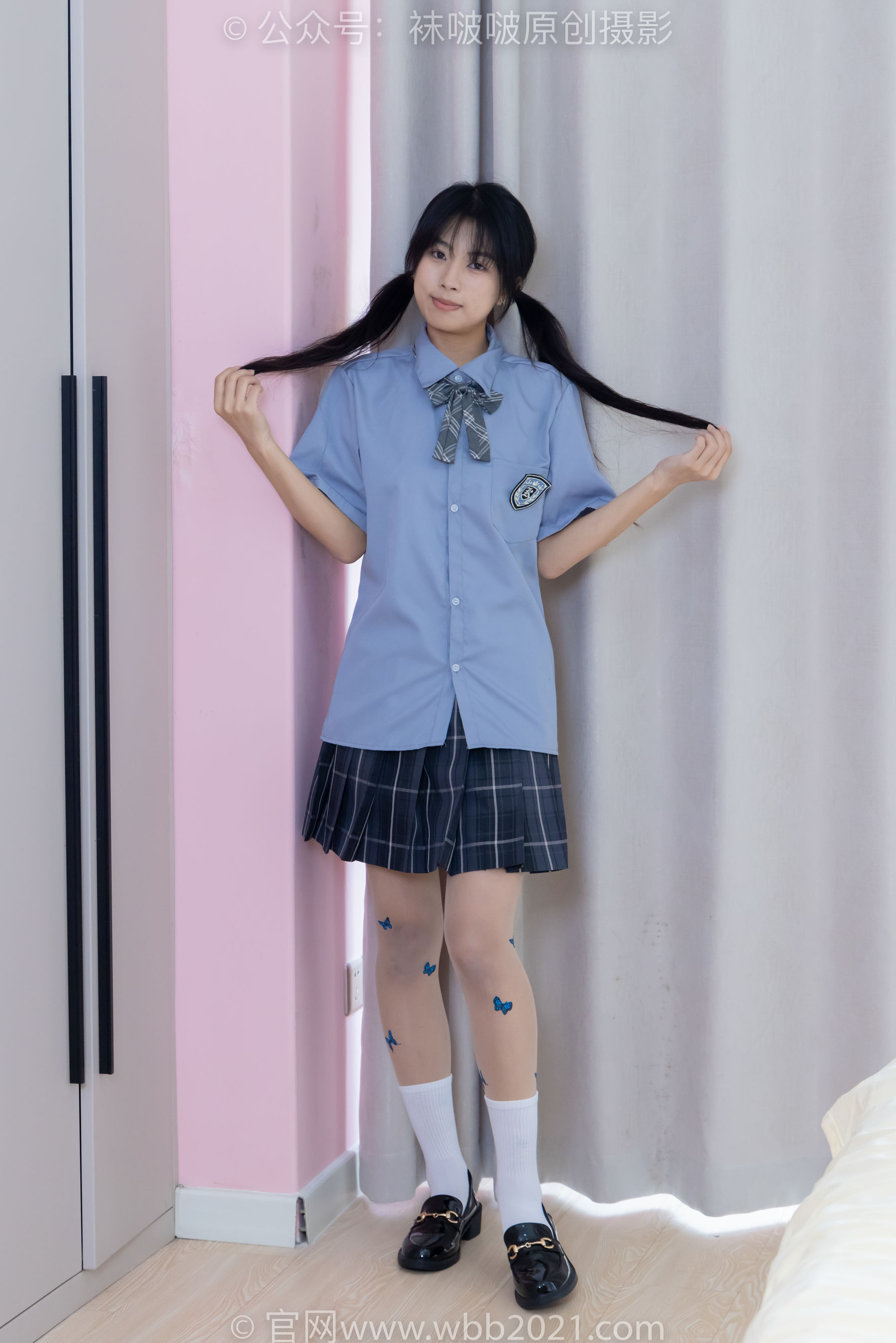 BoBoSocks袜啵啵 No.508 奶油 皮鞋、白棉袜、蝴蝶薄肉丝、jk制服_第1张