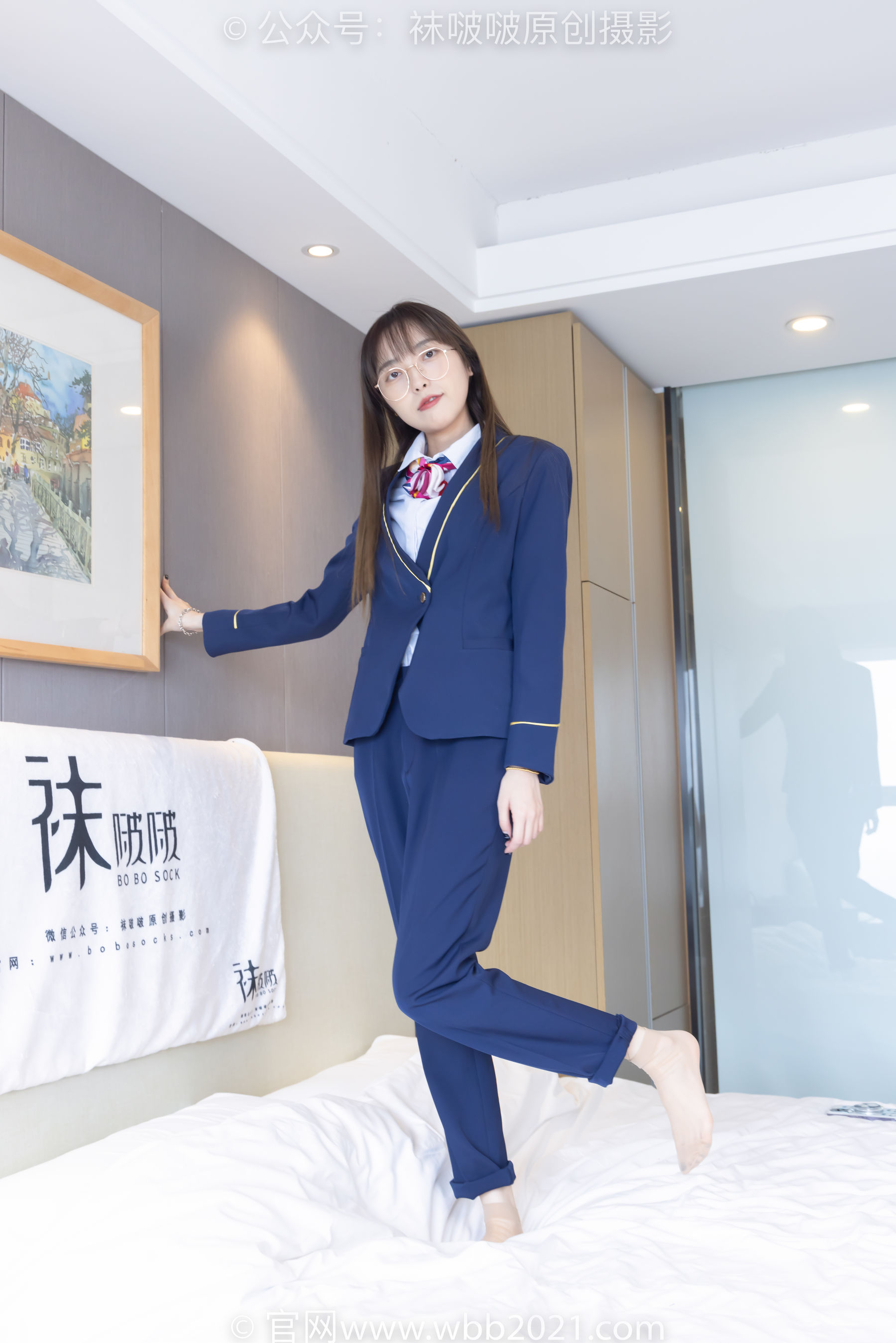 BoBoSocks袜啵啵 No.509 稚予 - 高跟鞋、短肉丝、黑色美甲、银行制服、半脱袜子_第5张