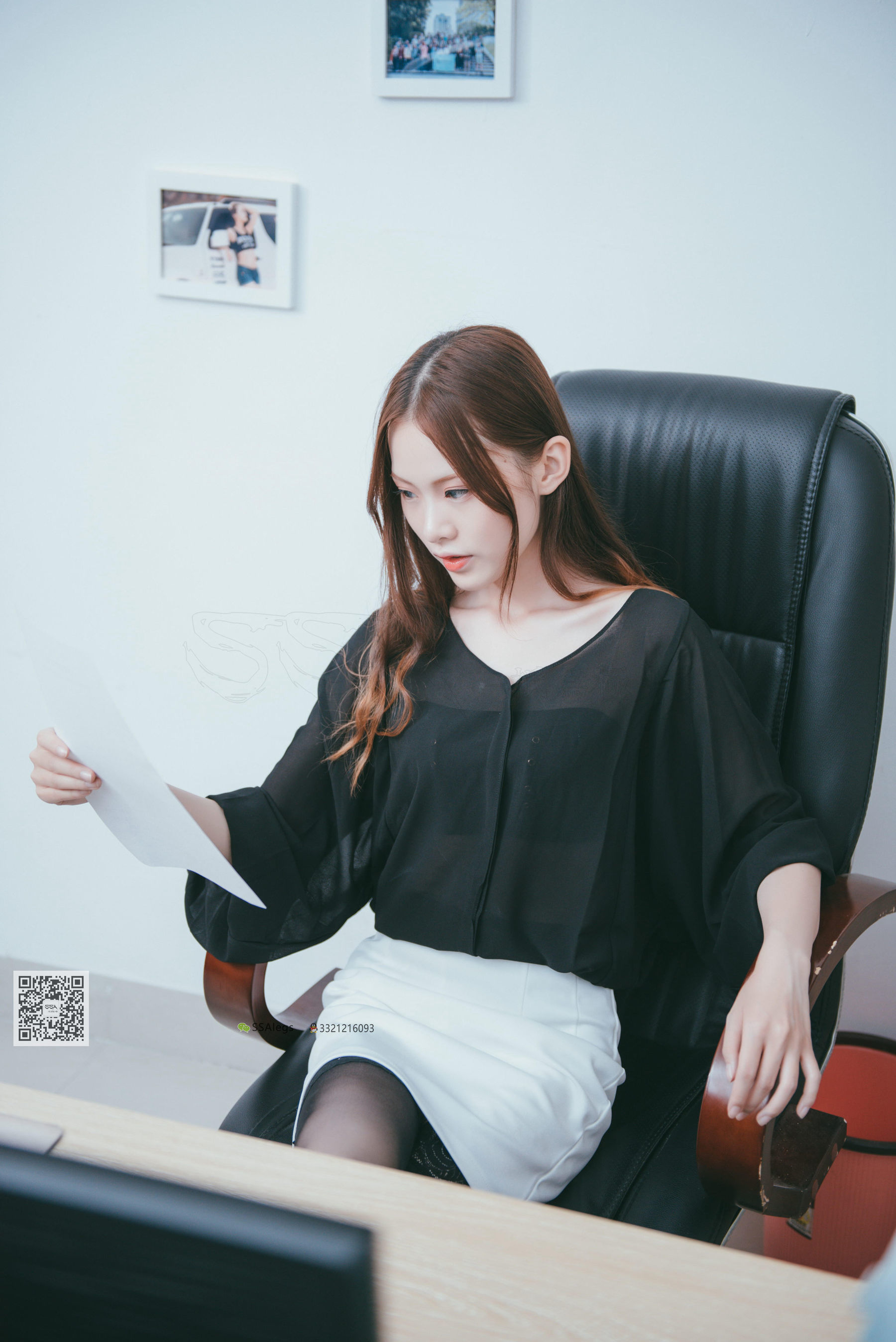 [SSA丝社]超清写真 No.001 办公室职业装《绫》长筒黑丝_第1张