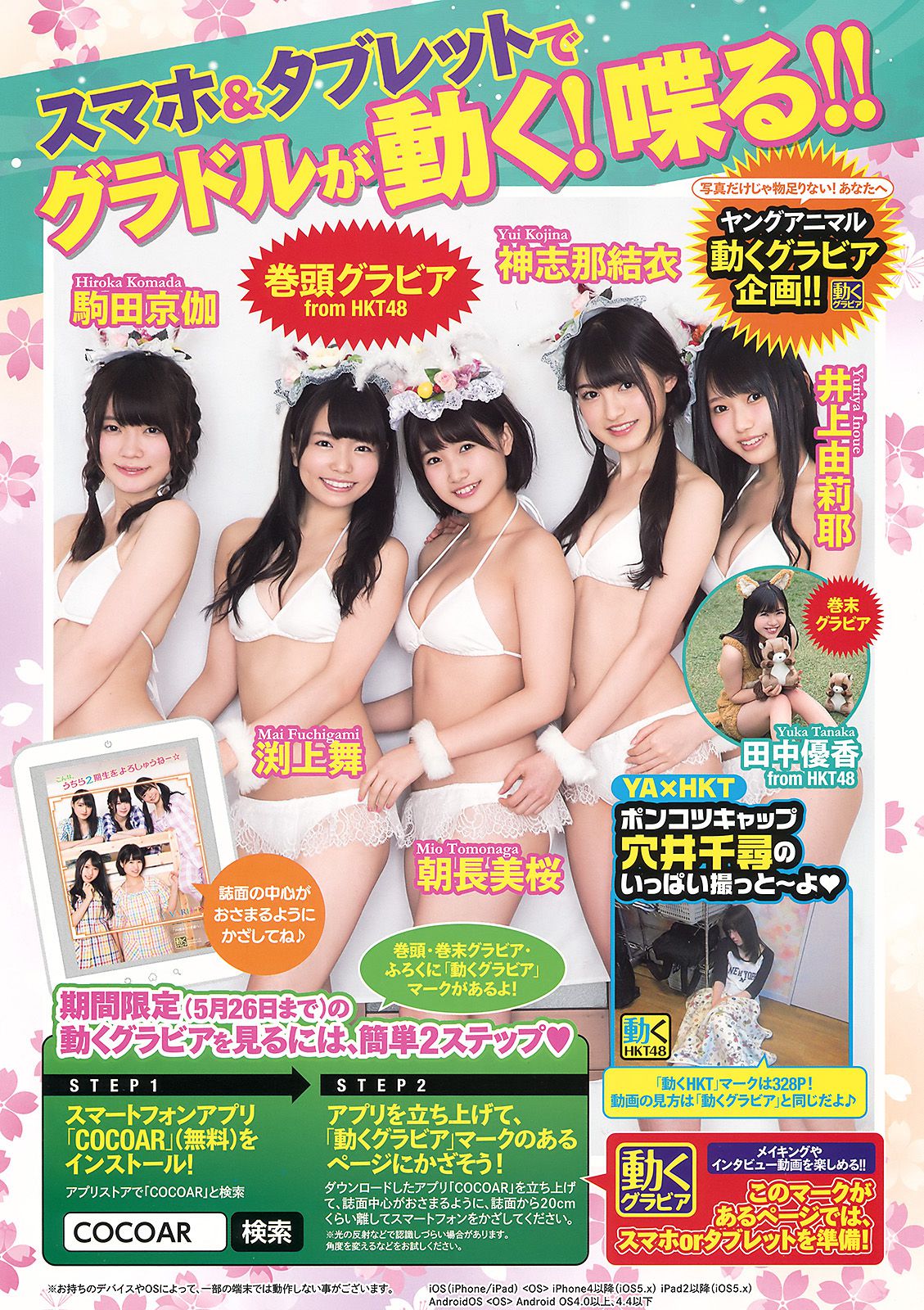 HKT48 井上由莉耶 神志娜结衣 朝長美桜 渕上舞 駒田京伽 田中優香 [Young Animal] 2016年No.10 写真杂志_第2张