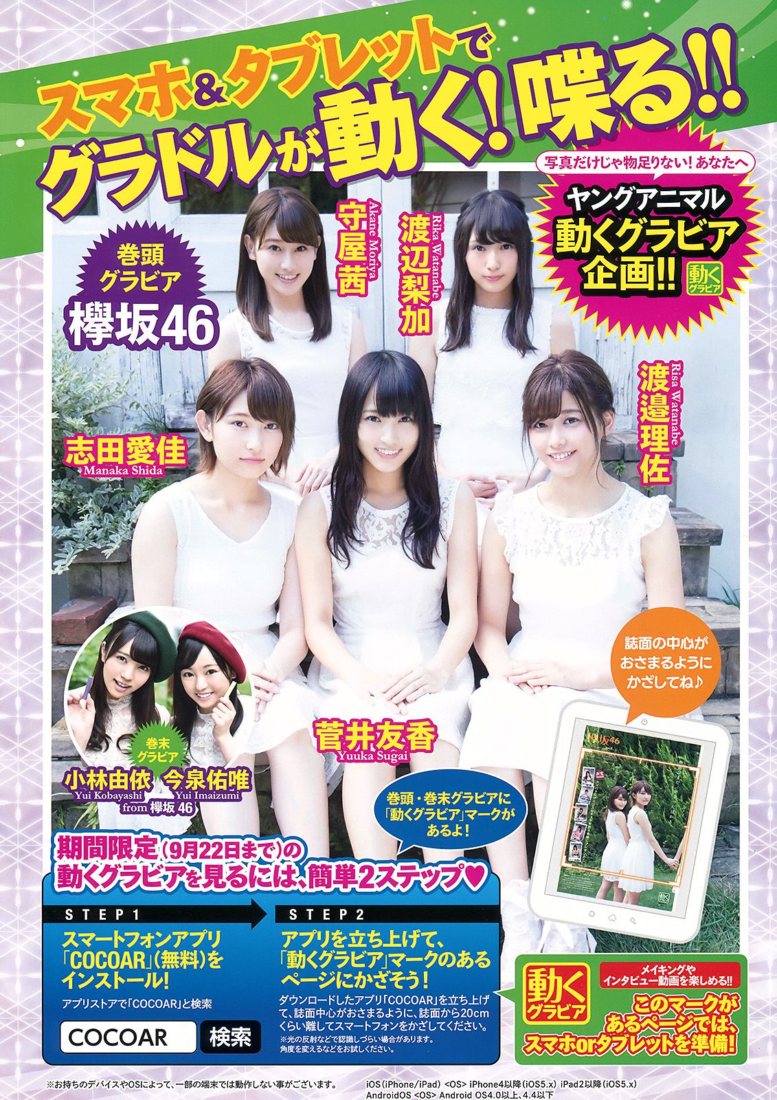 欅坂46 渡辺梨加 渡邉理佐 菅井友香 守屋茜 志田爱佳 [Young Animal] 2016年No.18 写真杂志_第2张