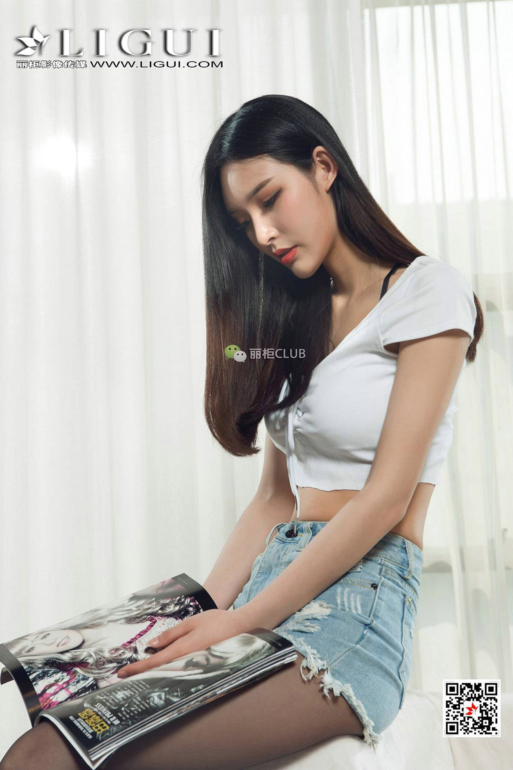 腿模雪糕《牛仔热裤+黑丝美腿》 [丽柜Ligui]_第5张