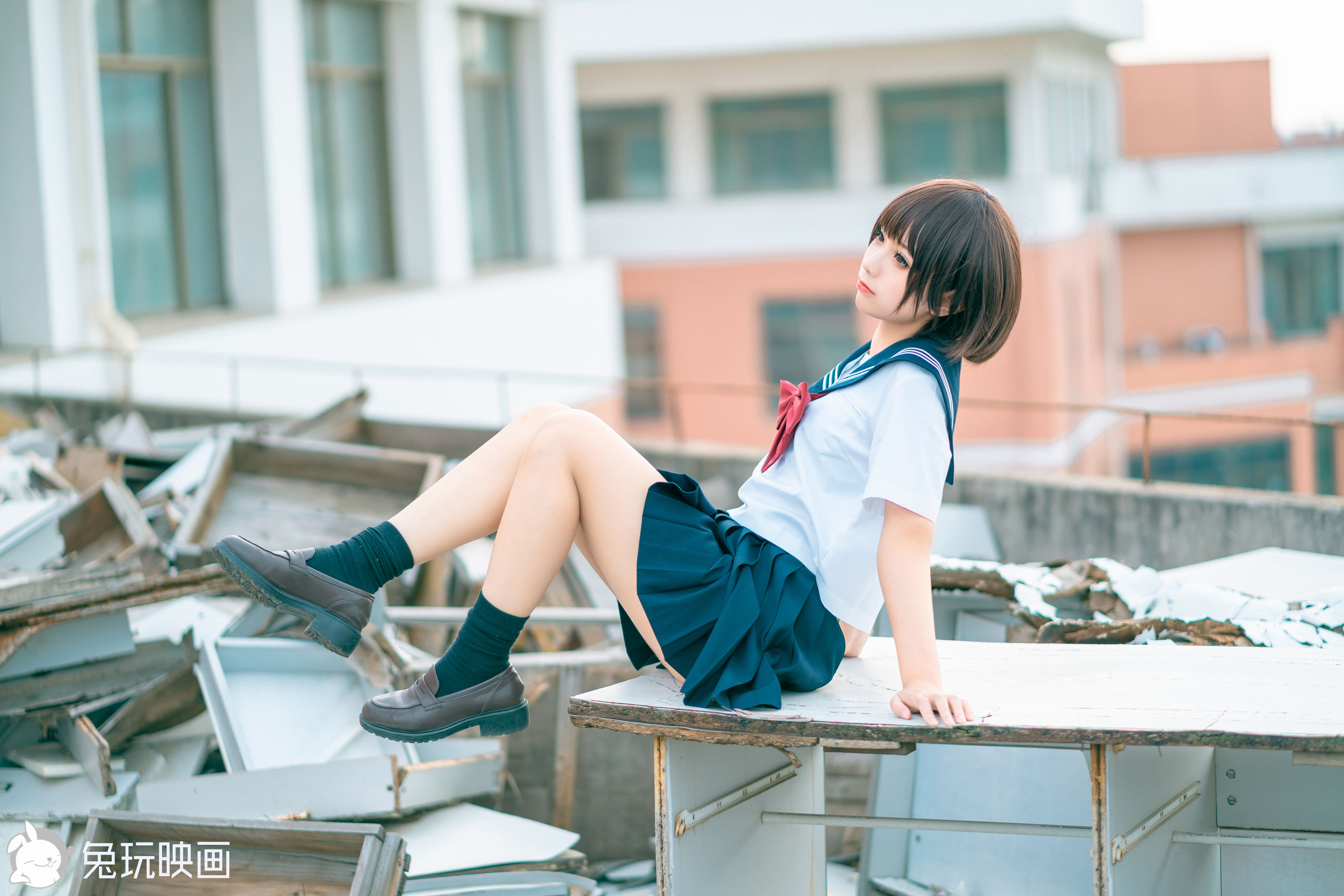 [兔玩映画] - JK制服 Vol.032 黄昏天台_第4张