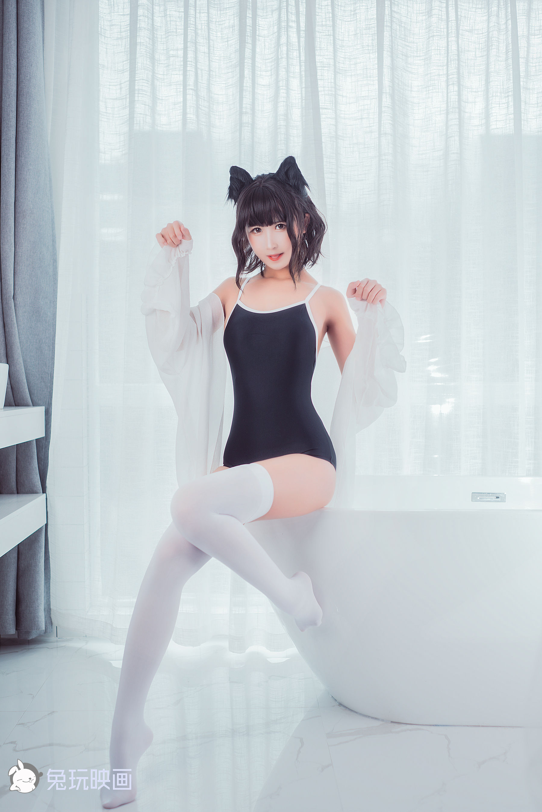 [兔玩映画] - 夏日泳装 Vol.025 白丝喵_第1张