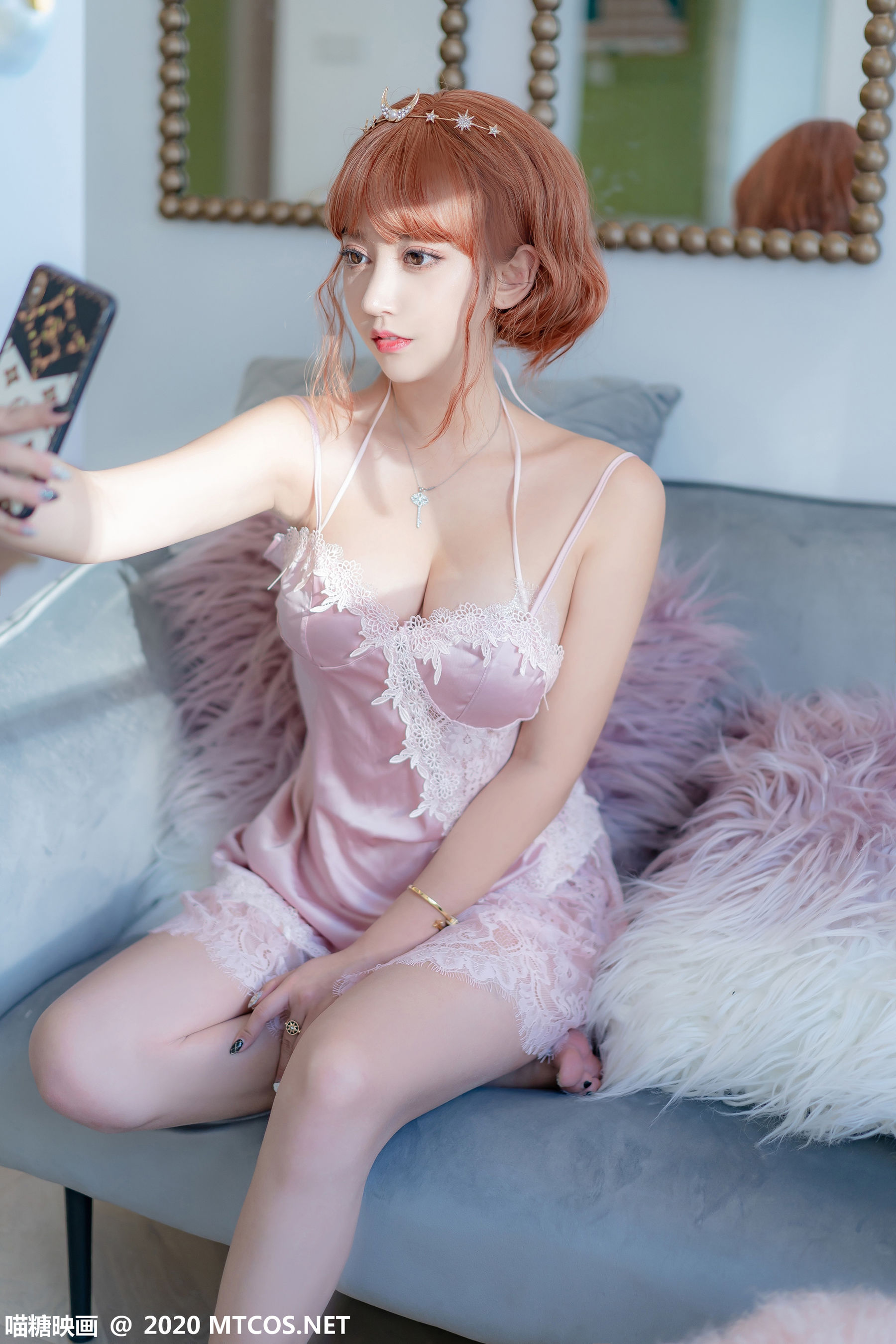[喵糖映画] VOL.198 米线线sama 粉色睡裙_第3张