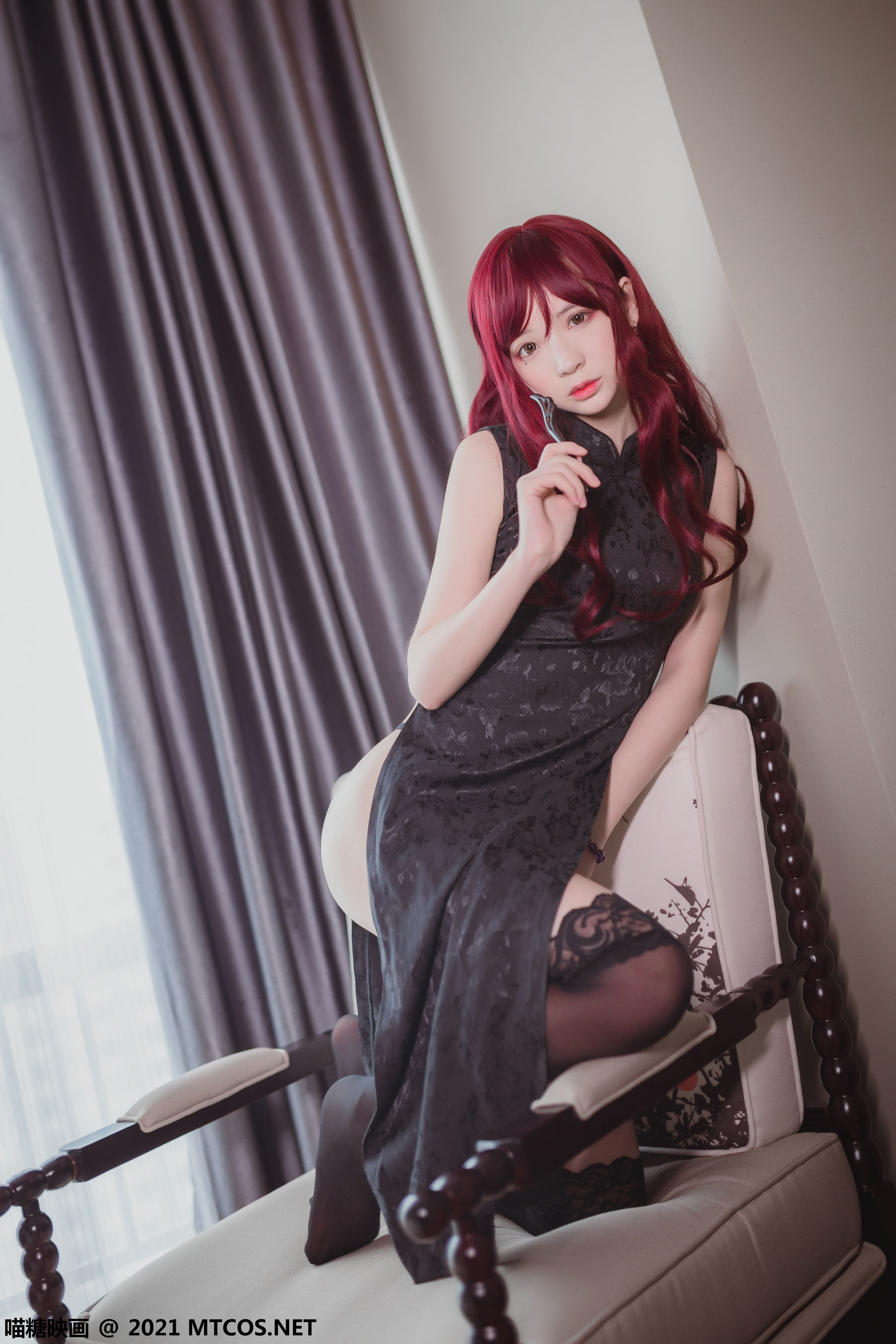 [喵糖映画] VOL.385 疯猫ss 黑色旗袍_第3张