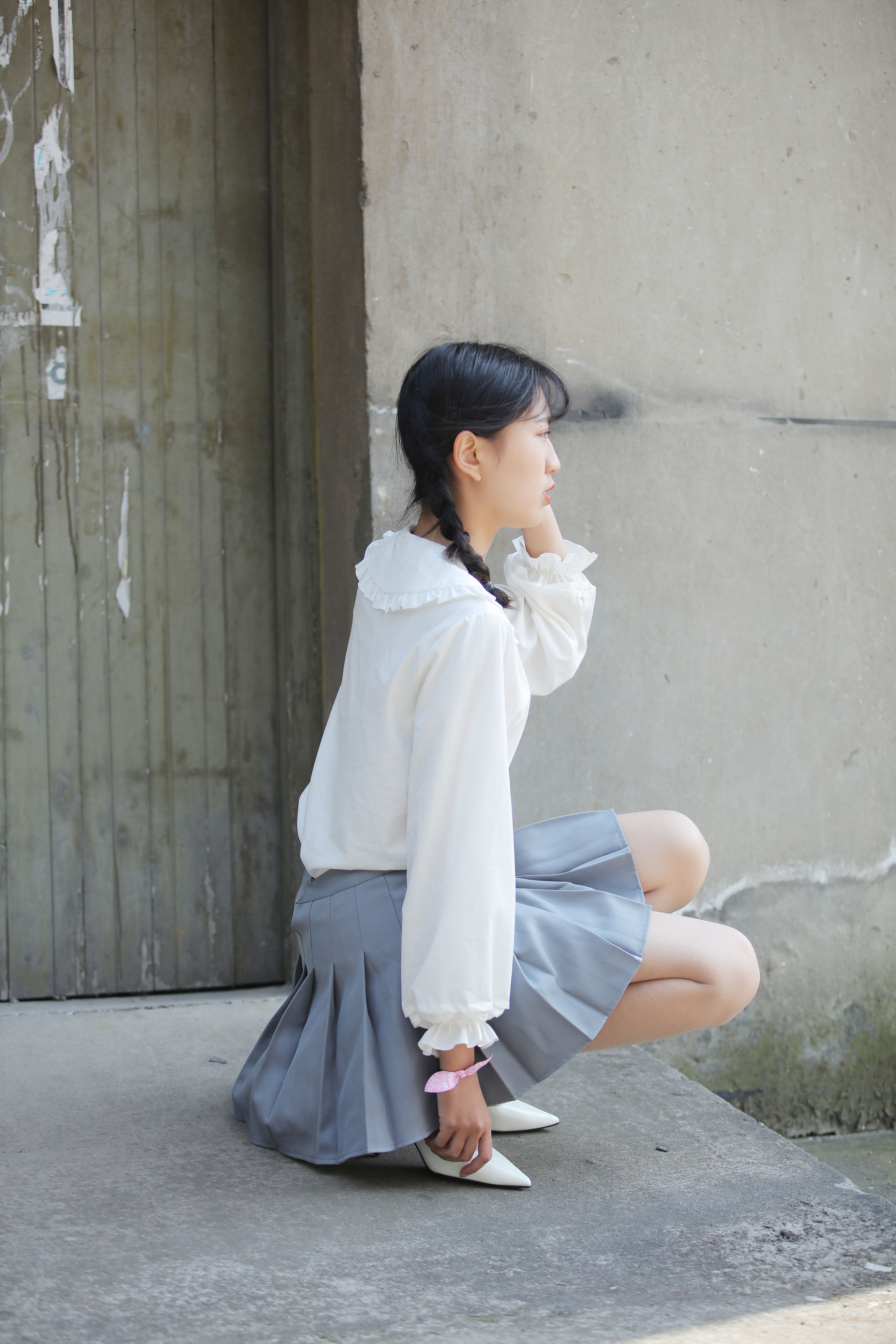 [奈丝] NO.072 小橙子 扎马尾辫 穿白褶裙_第5张