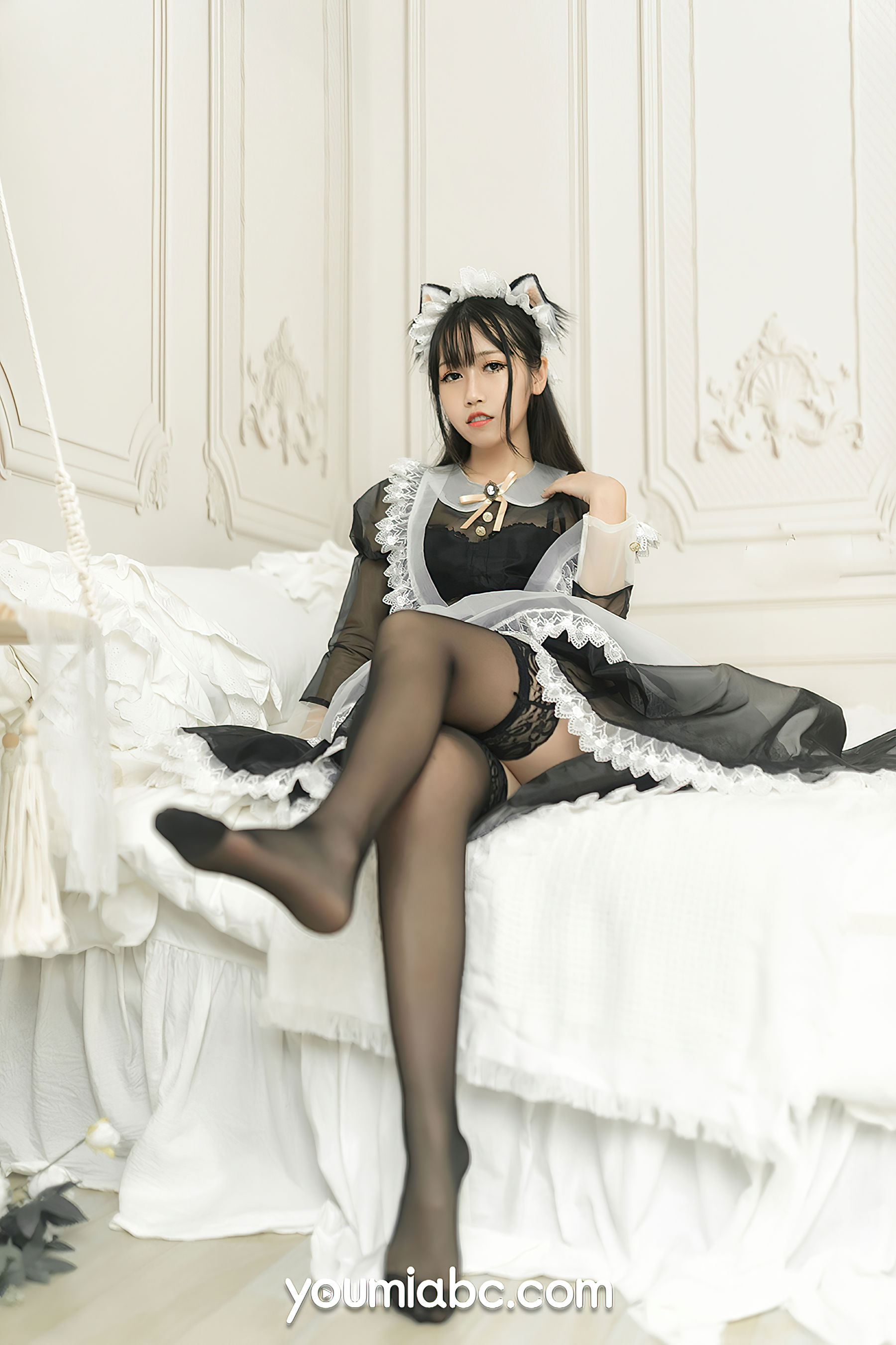 [尤蜜YouMiabc]  呆猫 黑丝猫娘女仆_第2张