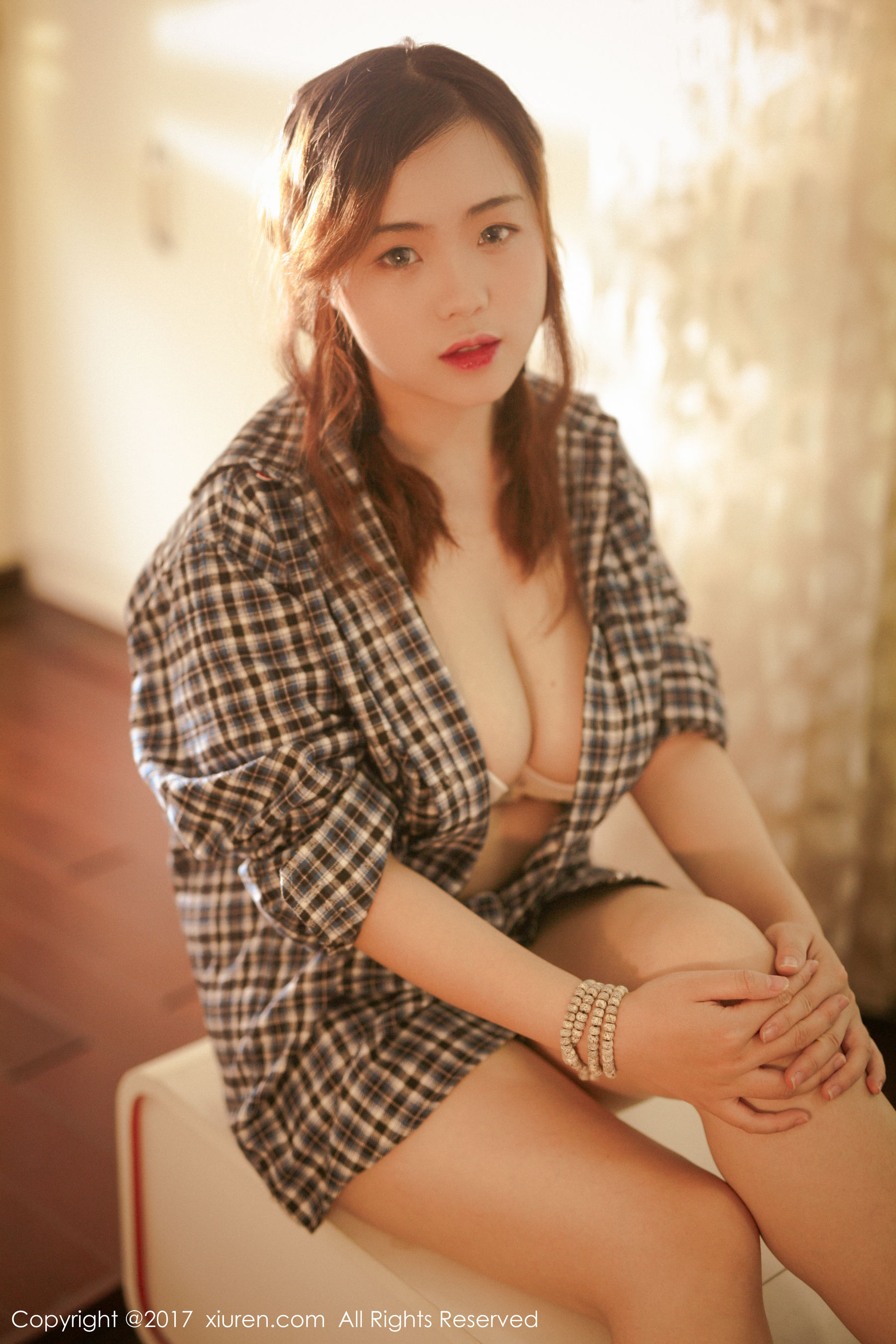 米爱Demon《格子衬衫+半透内衣系列》 [秀人网XIUREN] No.754_第3张