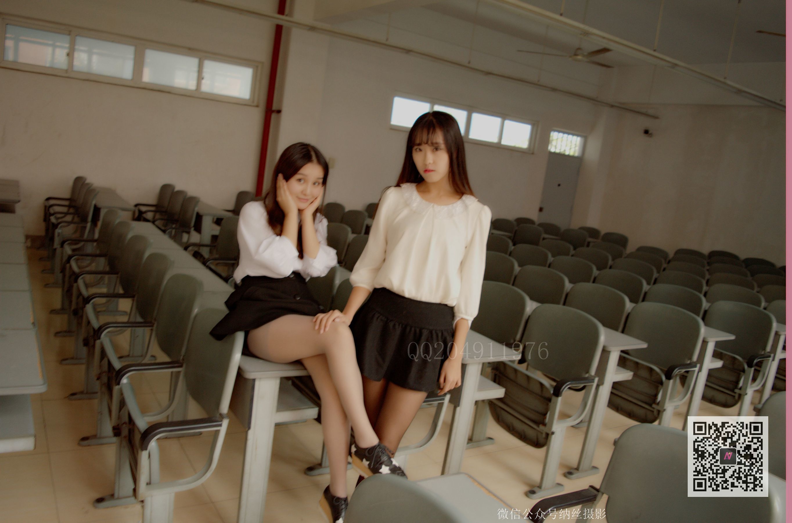 [纳丝摄影] NO.022 吴雪儿&张琪 黑丝肉丝课室极致诱惑_第5张