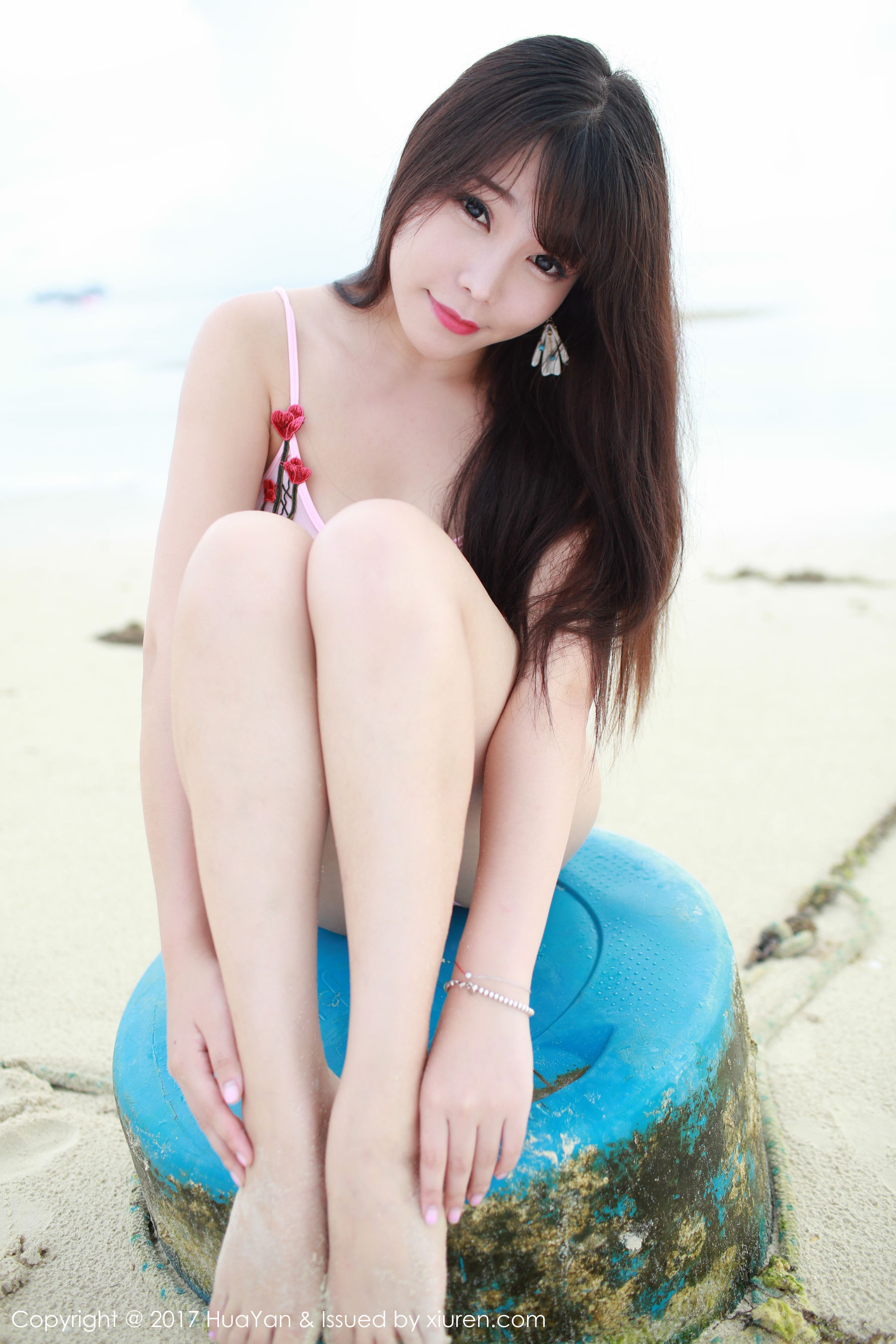 芝芝Booty《海边+小清新连衣红裙》 [花の颜HuaYan] VOL.044_第4张