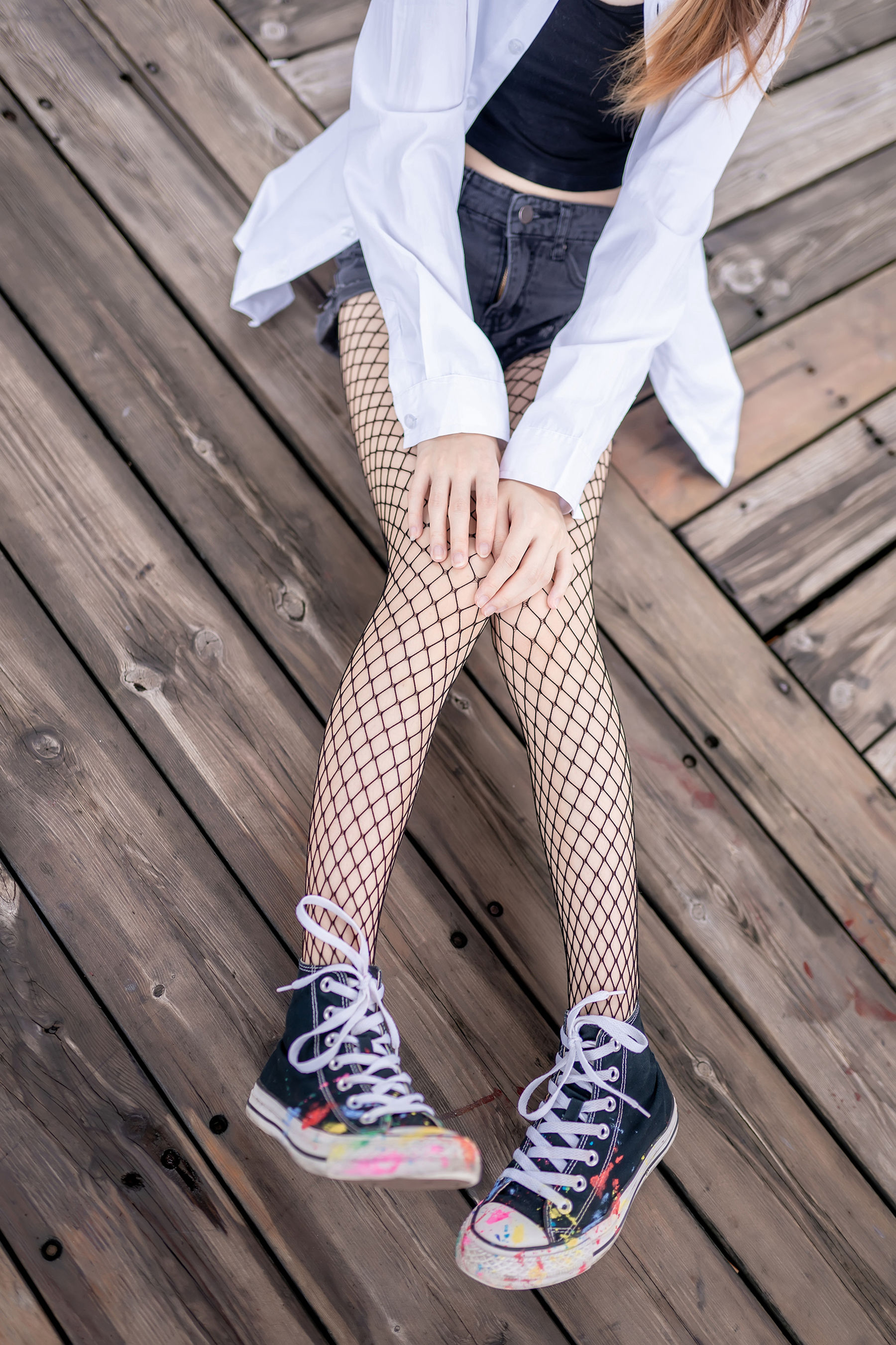 [风之领域] NO.094 祖木子 超短牛仔短裤黑网袜_第4张