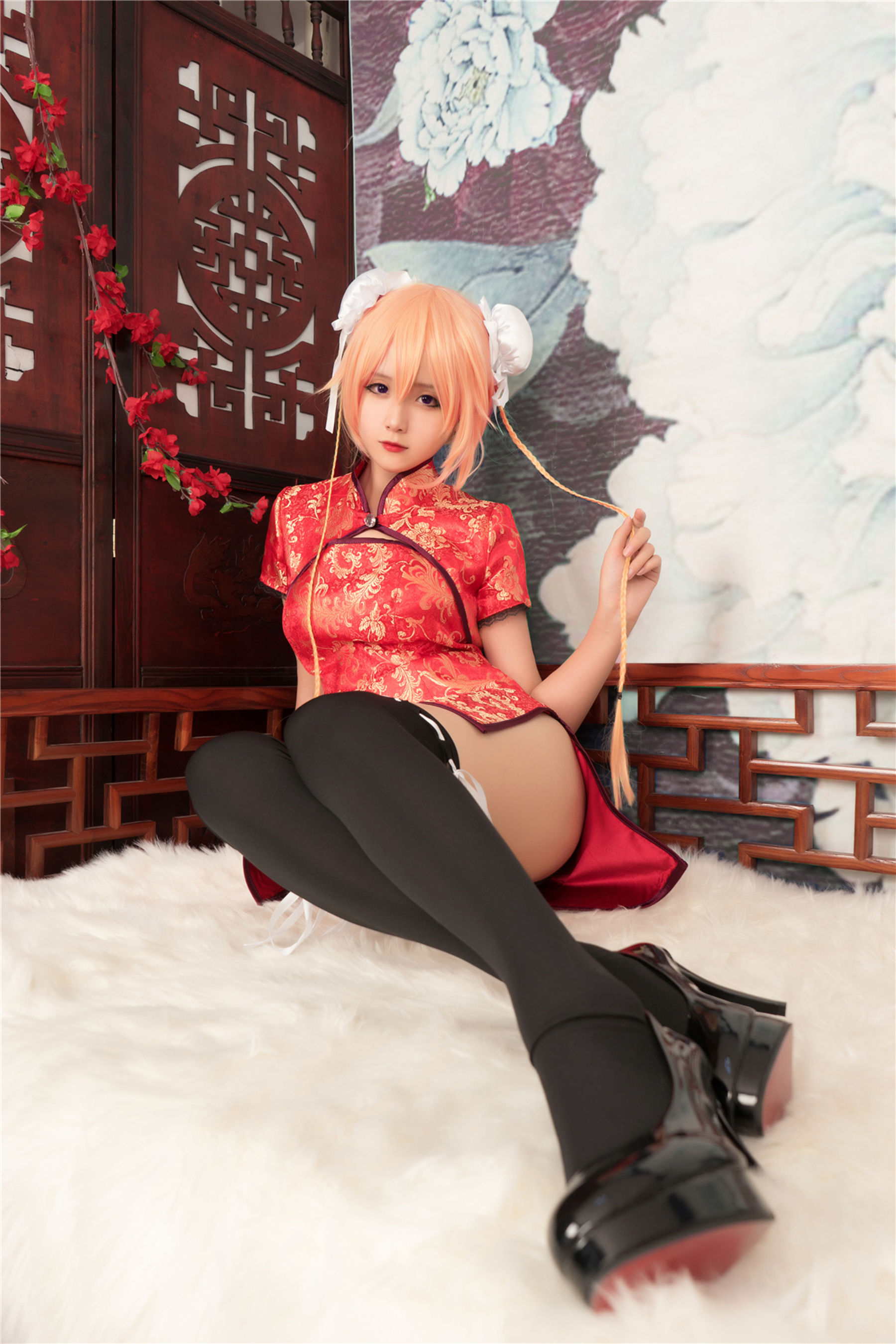 [风之领域] NO.164 秋楚楚 红旗袍黑丝COS_第1张